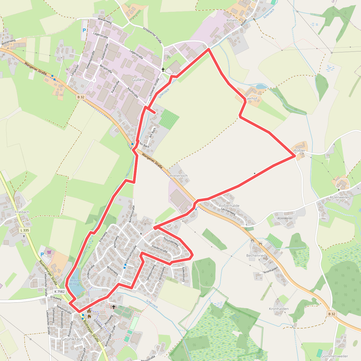 Rundwanderweg 1 Ortsrunde Gemeinde Grünkraut