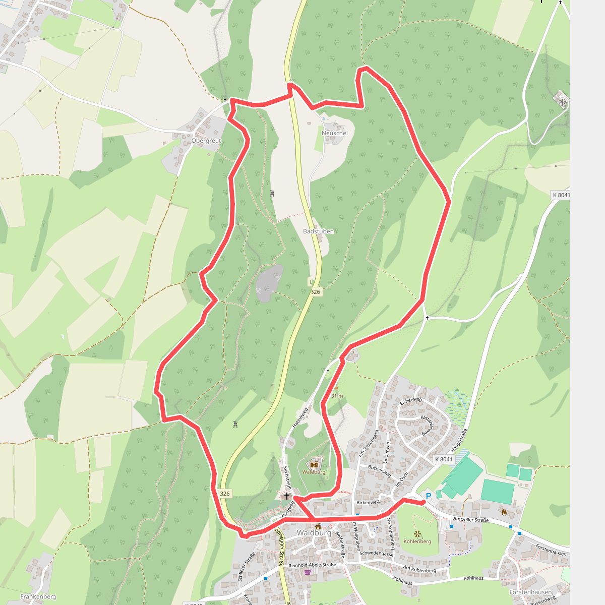 Wanderweg 4 der Gemeinde Waldburg