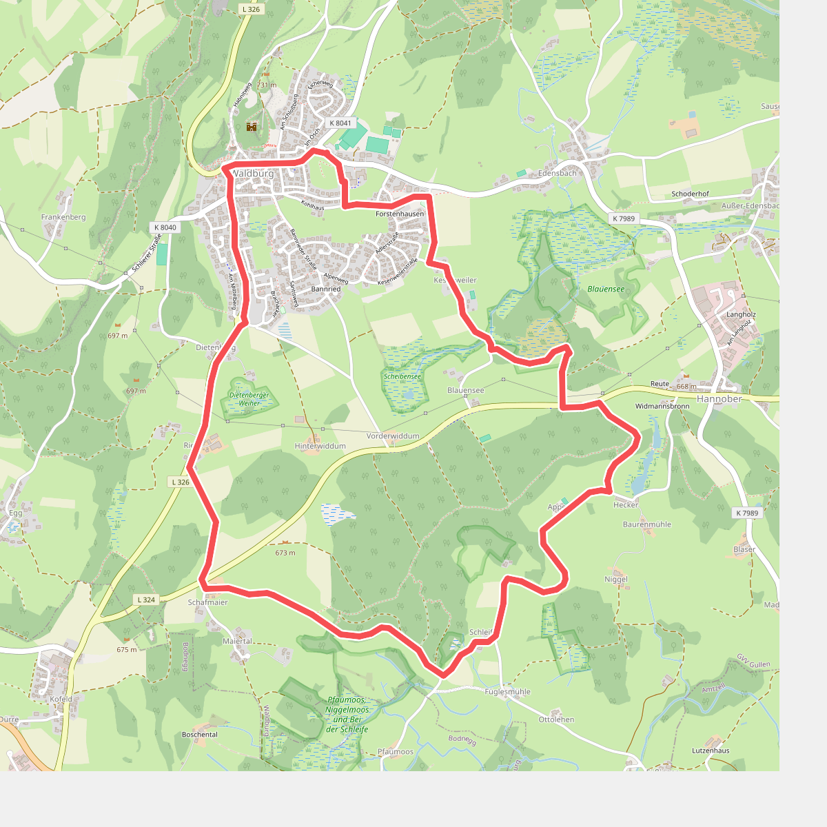 Wanderweg 5 der Gemeinde Waldburg