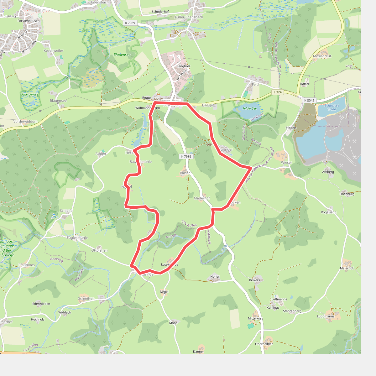 Wanderweg 8 der Gemeinde Waldburg