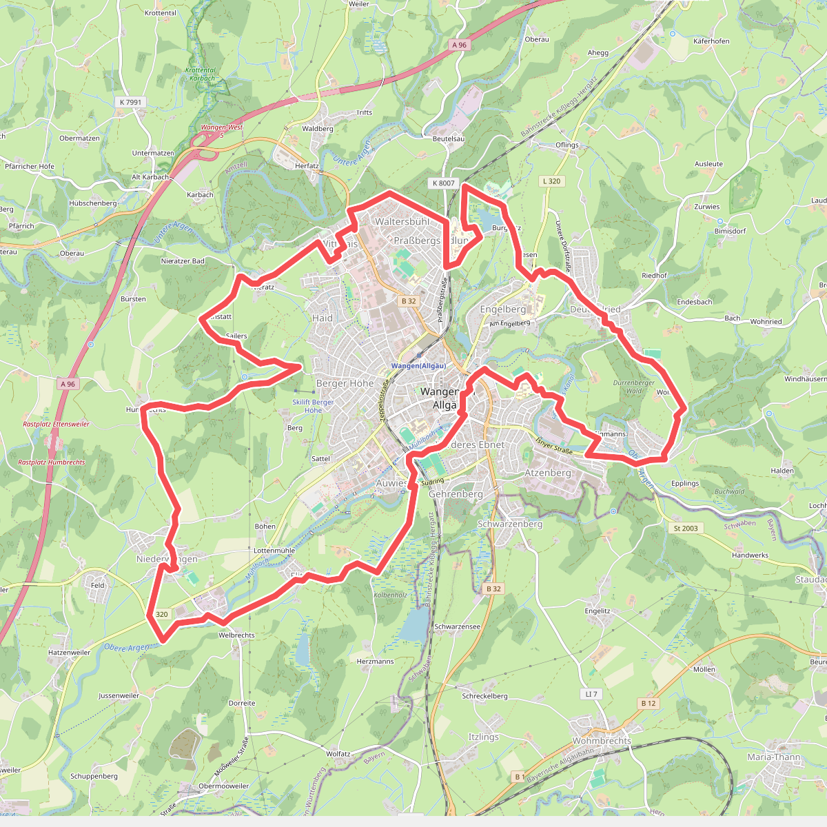 Halbmarathonstrecke bei Wangen