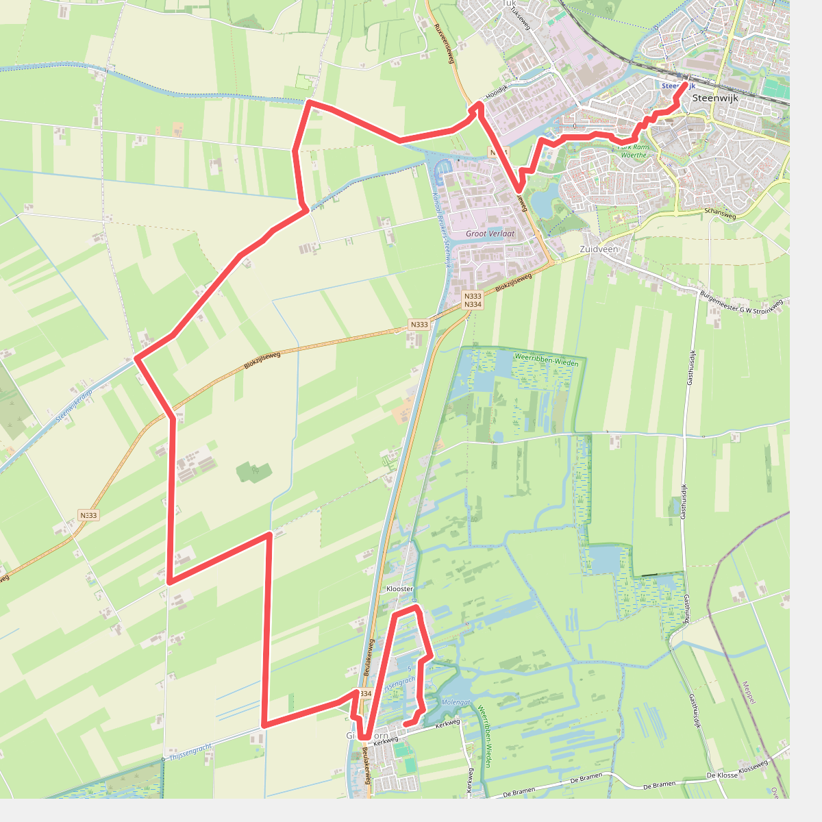 Station Steenwijk - Grachten van Giethoorn · Weerribben wiedenpad etappe 1
