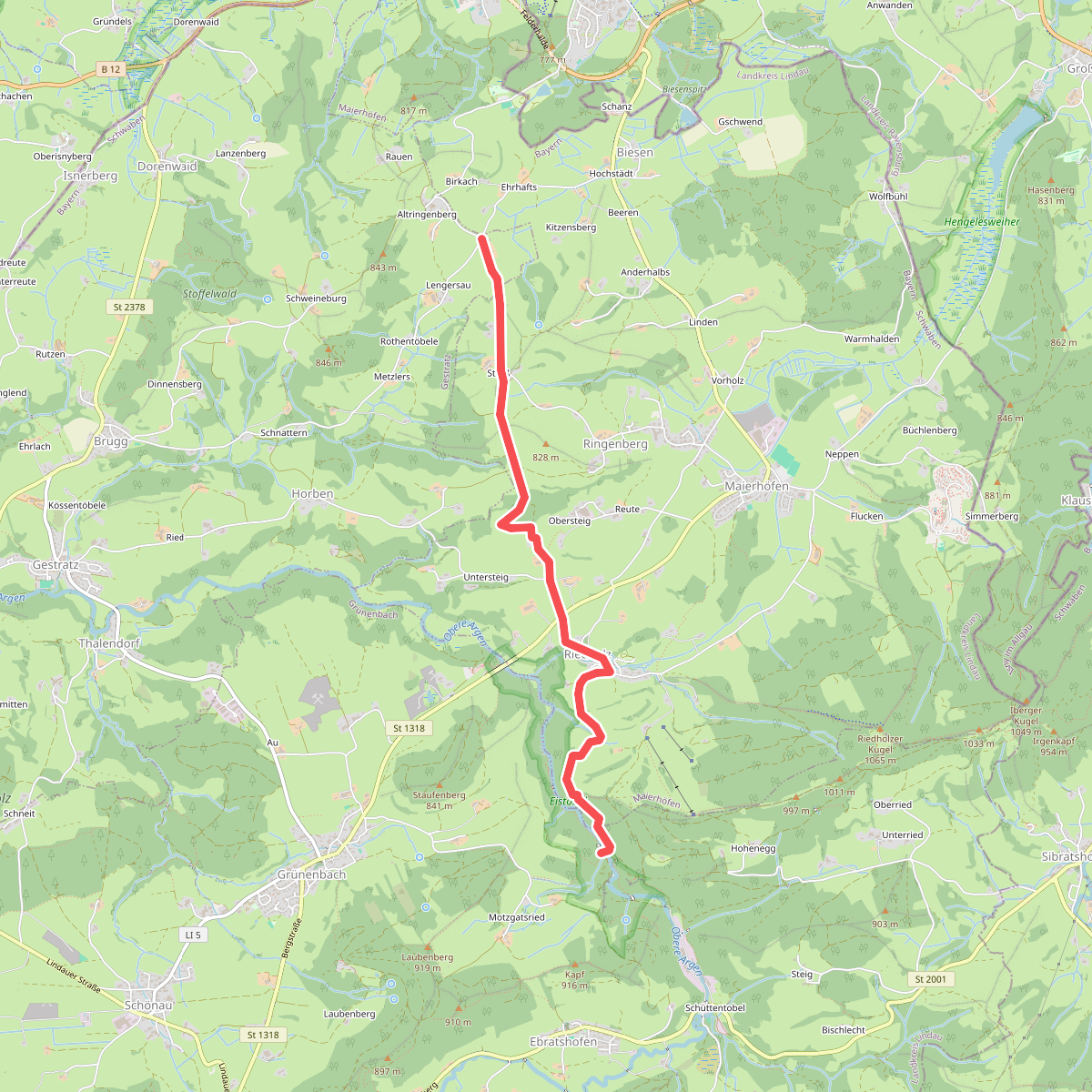 Nebenweg des Schwäbischen Albvereins (blaues Kreuz)