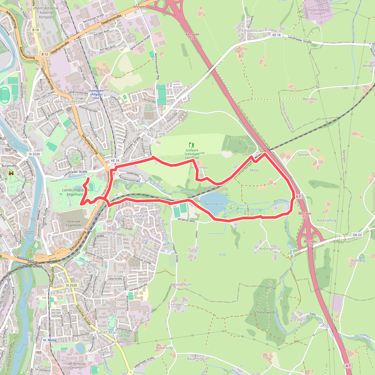 Kempten: Nordic Walking - Bachtelweiher