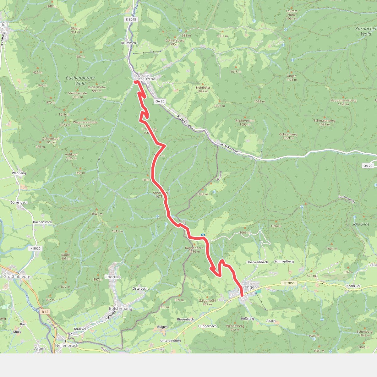Nebenweg des Schwäbischen Albvereins (rotes Kreuz)