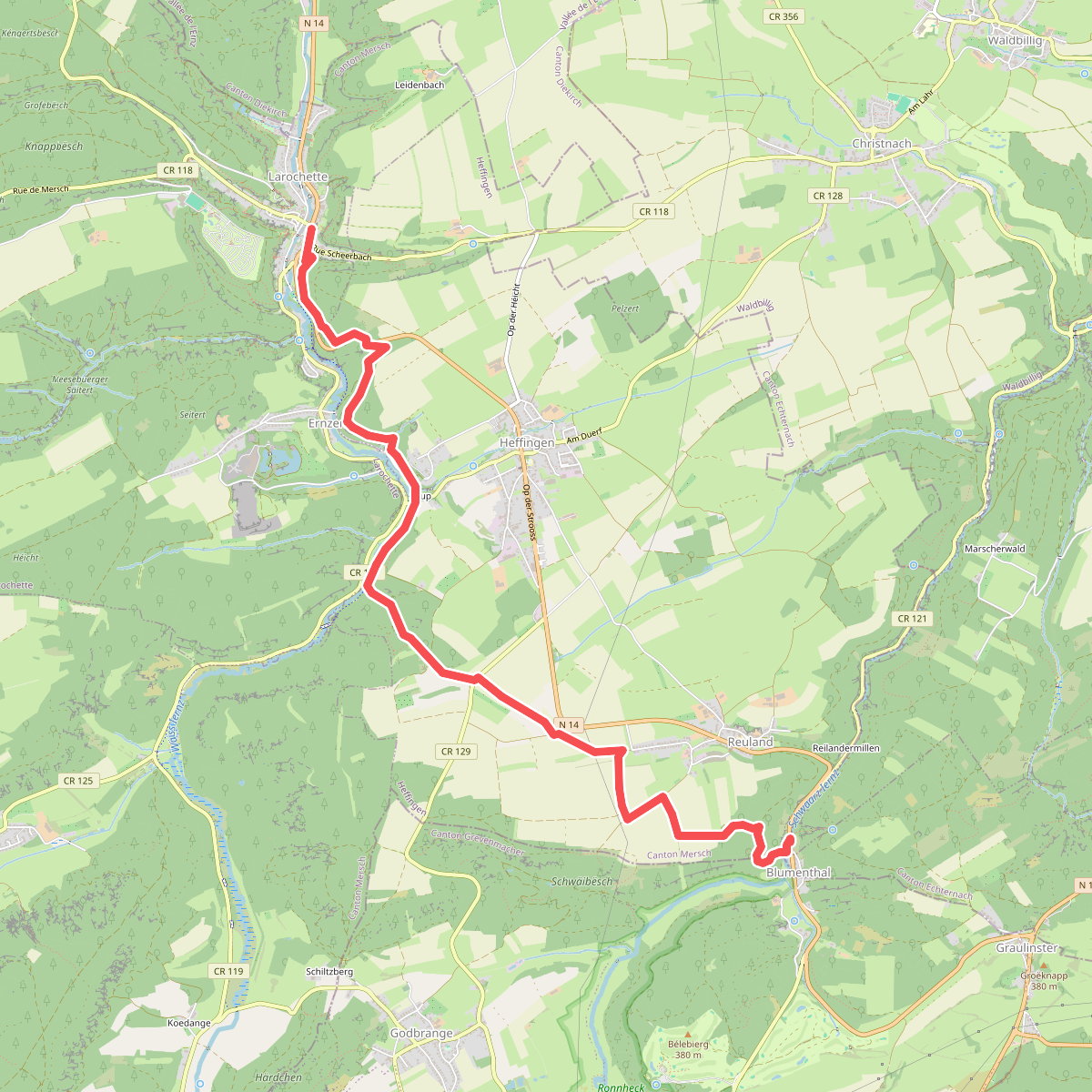 Blumenthal - Larochette · Mullerthal Trail etappe 8