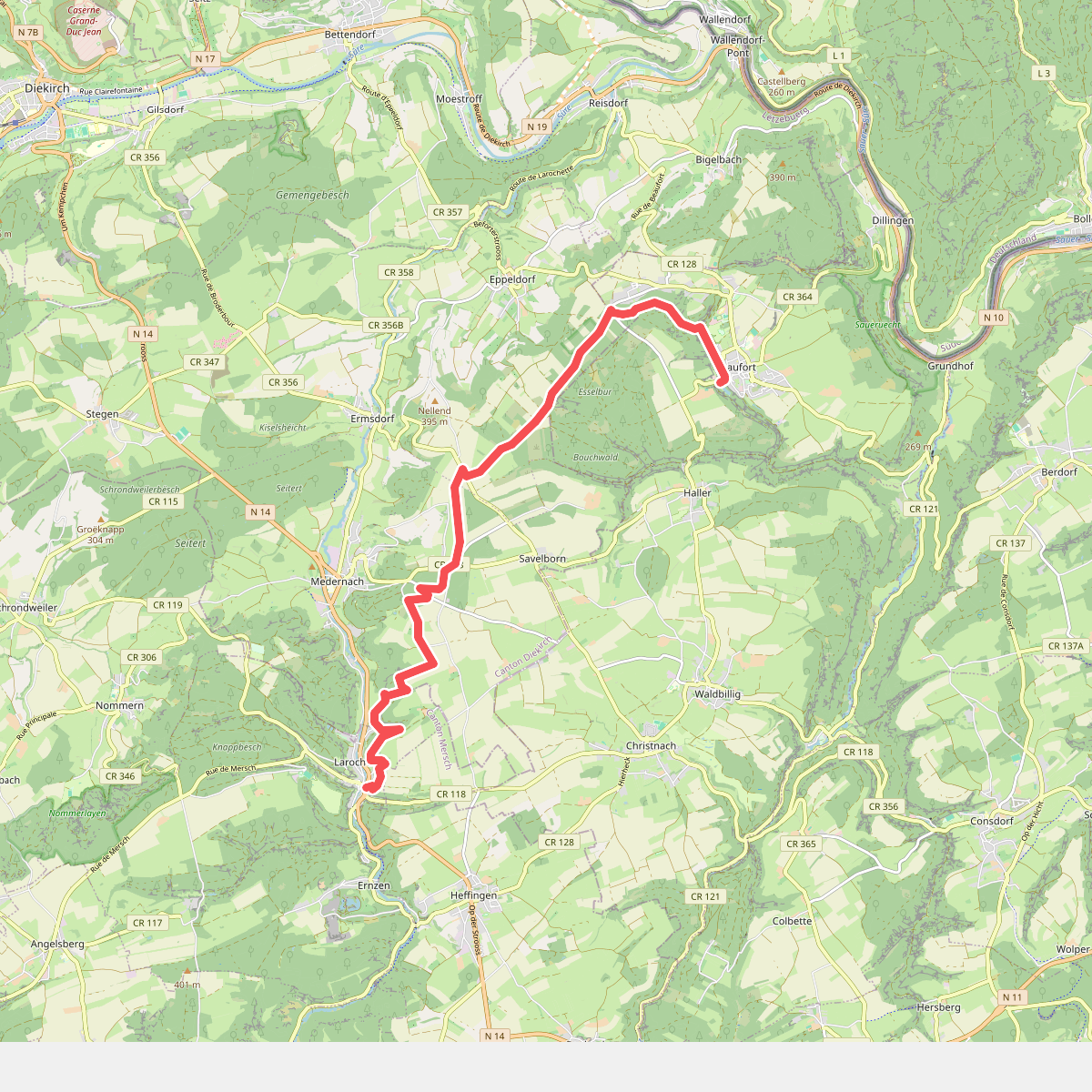 Larochette - Beaufort · Mullerthal Trail etappe 9