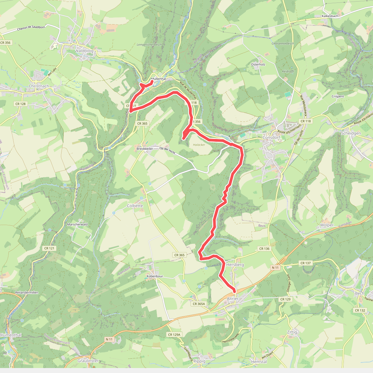 Mullerthal - Hersberg · Mullerthal Trail etappe 11