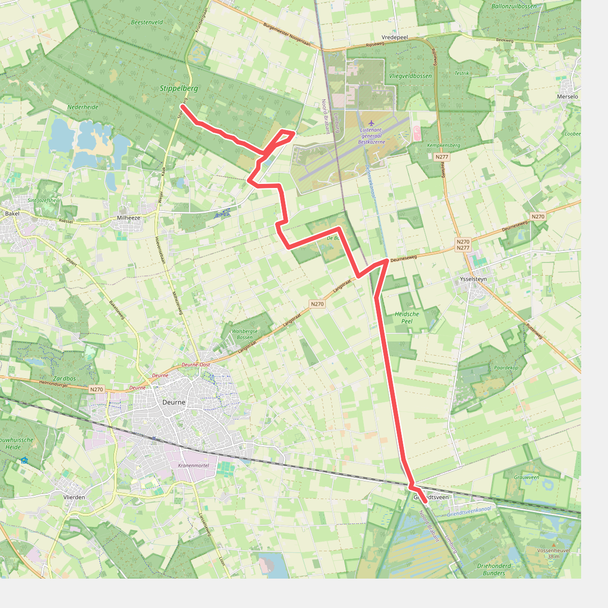 Stippelberg (bushalte) - Griendtsveen · Hertogenpad etappe 8