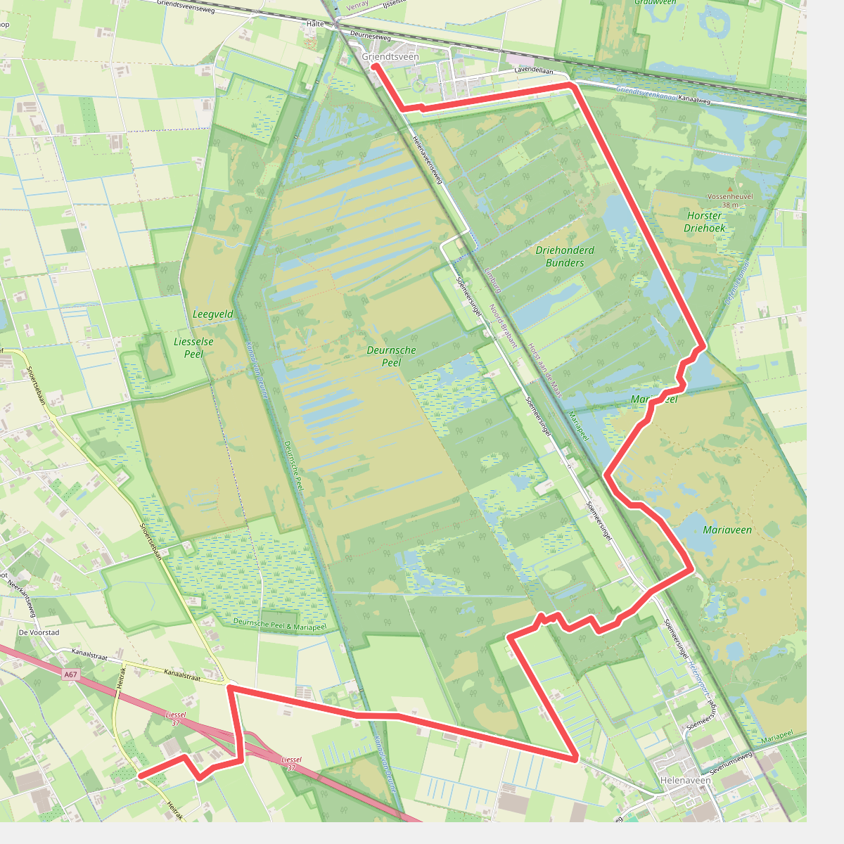 Griendtsveen - Heitraksedijk (bushalte) · Hertogenpad etappe 9