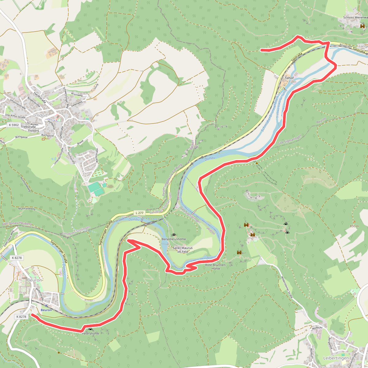Beuron - Petershöhle - Donau - Werenwag