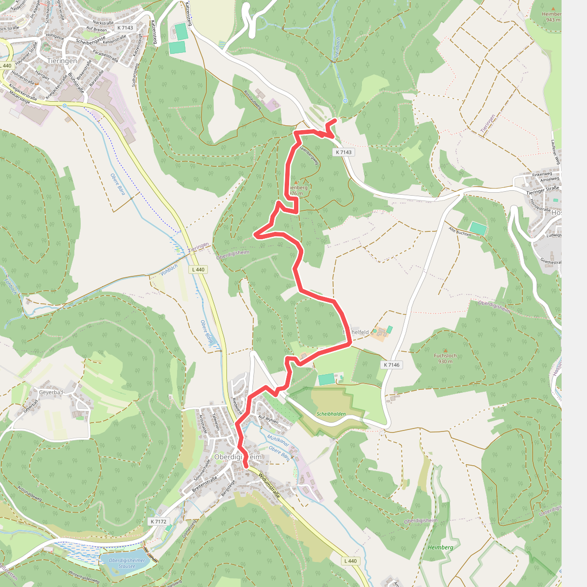 Querweg - Oberdigisheim - Weg Nr. 1 - Oberdigisheim - Baienberg - bis zur Weggabelung