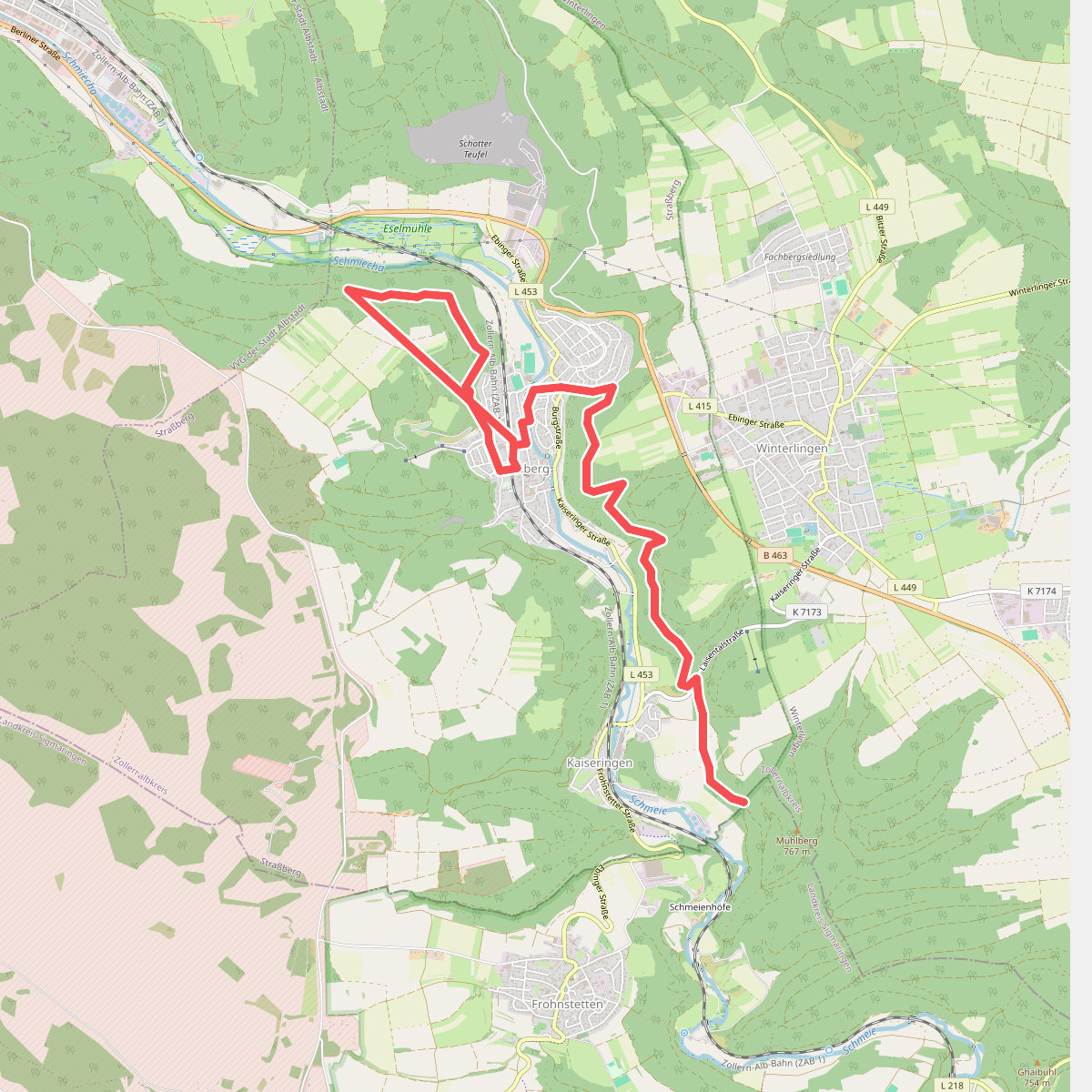 Zugangsweg - Strassberg - Weg Nr. 2 - Markungsgrenze Braunhalde - Strassberg - Schloßwald - Gaugrenze Richtung Storzingen