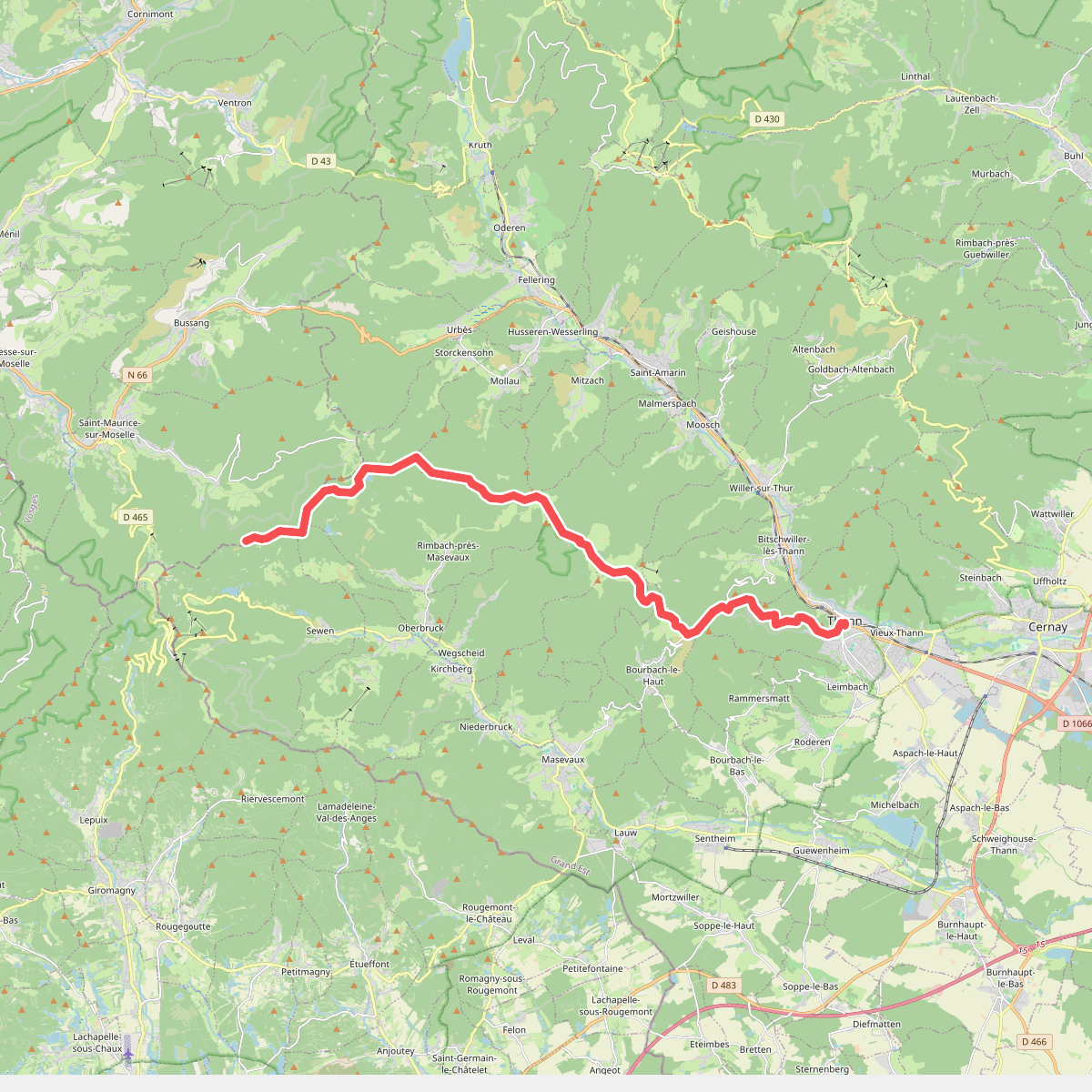 Thann - Cabane le Petite Chaume · GR5 etappe 55