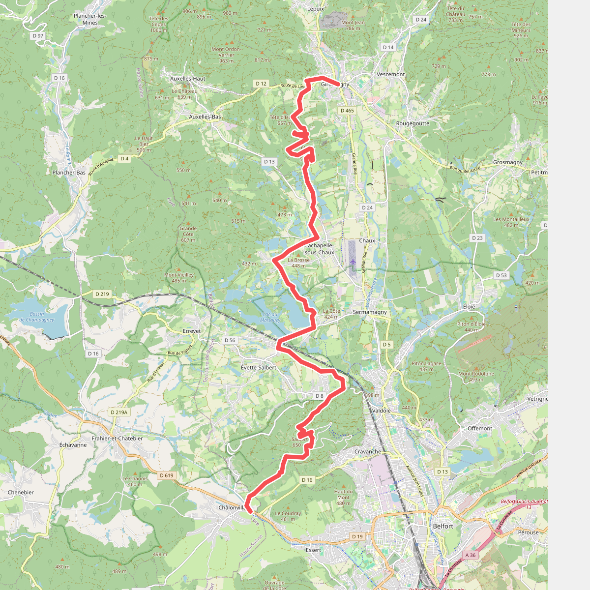 Giromagny - Belfort · GR5 etappe 57