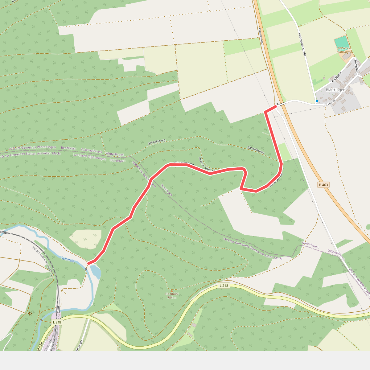 Querweg des Schwäbischen Albvereins (gelbe Raute)