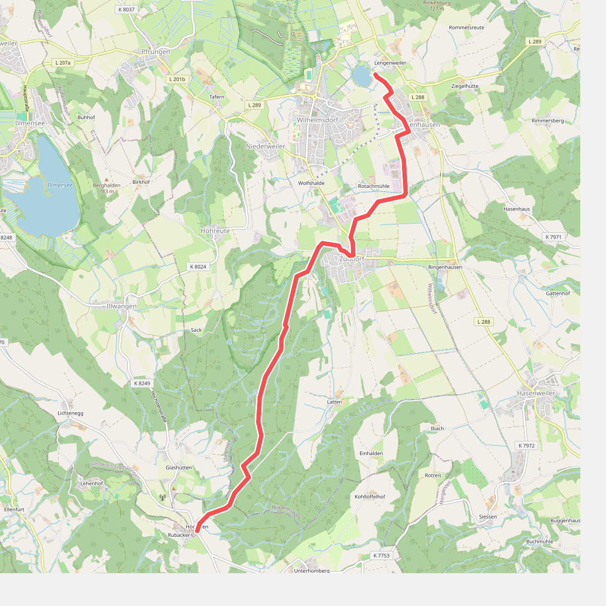 Nebenweg des Schwäbischen Albvereins (blaues Kreuz)