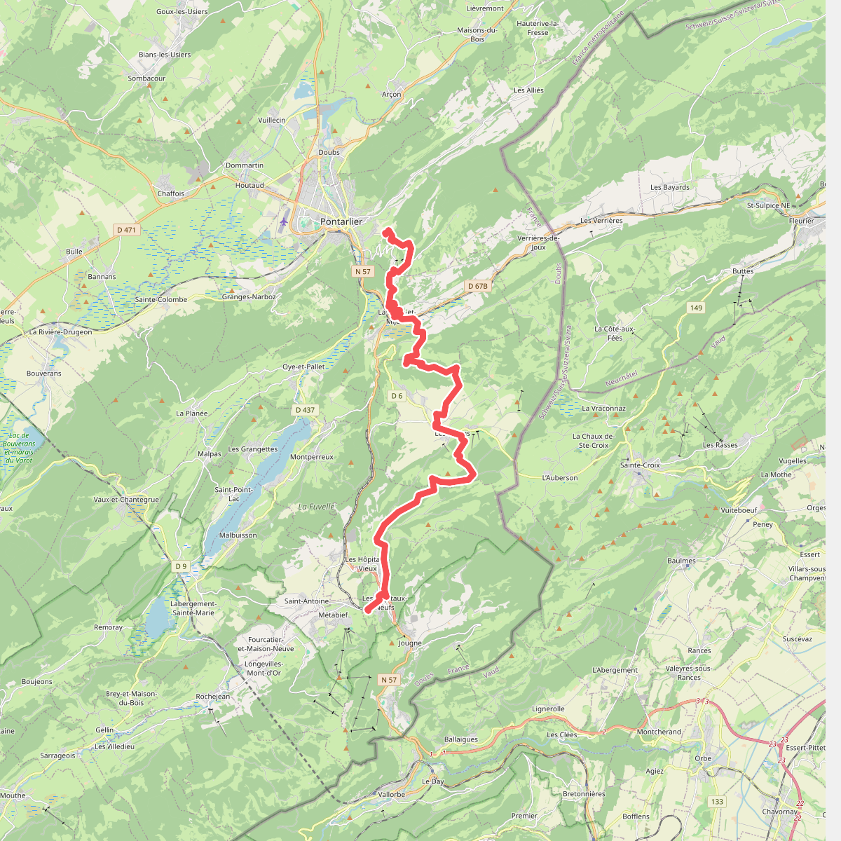 Pontarlier - Les Hôpitaux-Neufs · GR5 etappe 66