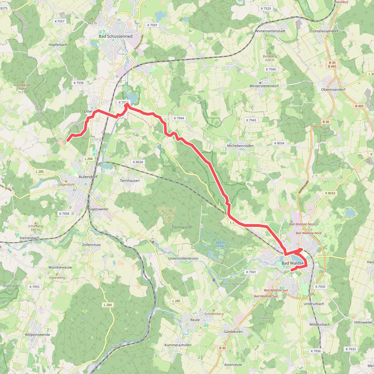 Nebenweg des Schwäbischen Albvereins (rotes Kreuz)
