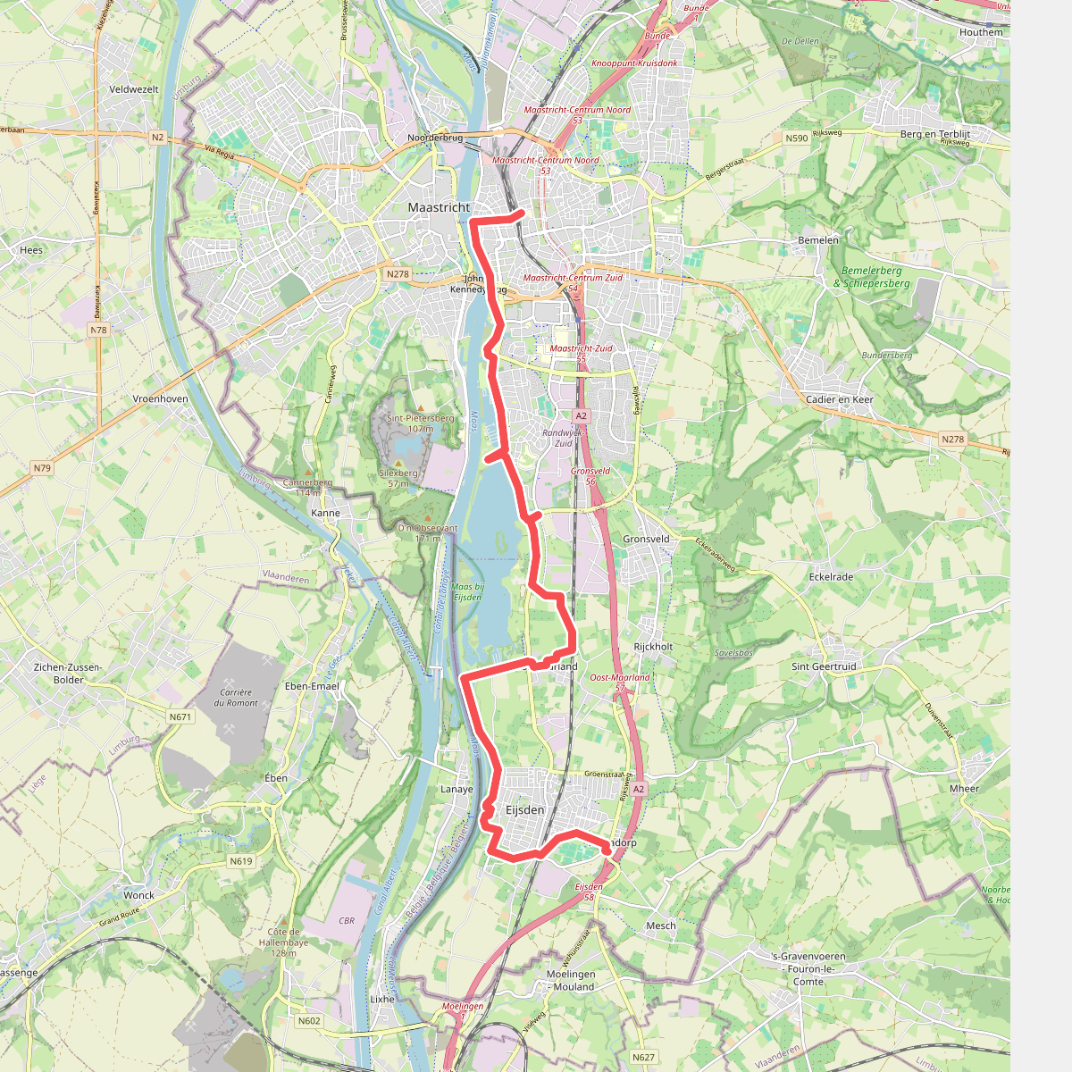 Maastricht station - Mariadorp · Krijtlandpad etappe 1