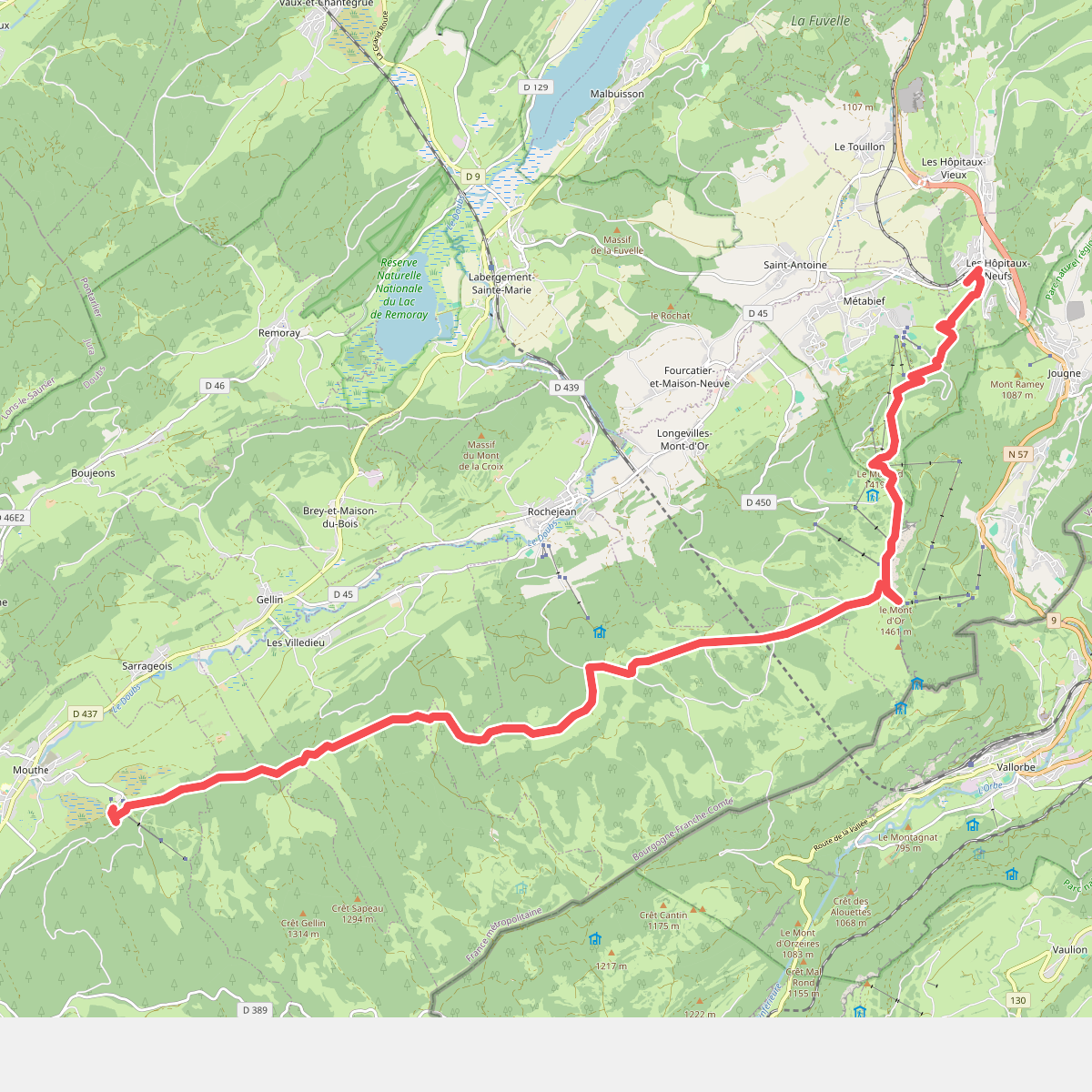 Les Hôpitaux-Neufs - Mouthe · GR5 etappe 67