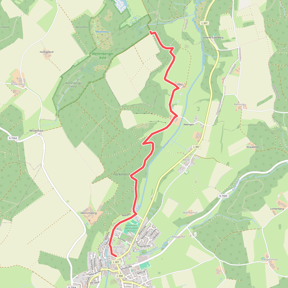 Querweg des Schwäbischen Albvereins (blauer Punkt)