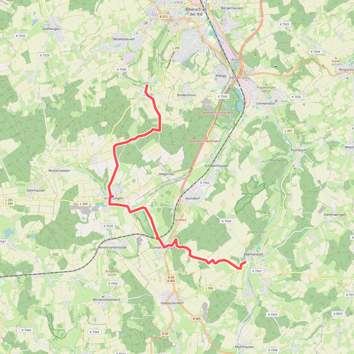 Querweg des Schwäbischen Albvereins (blauer Punkt)