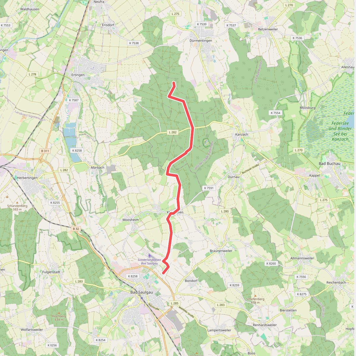 Aeusserer Zugangsweg des Schwäbischen Albvereins (blaues Dreieck)