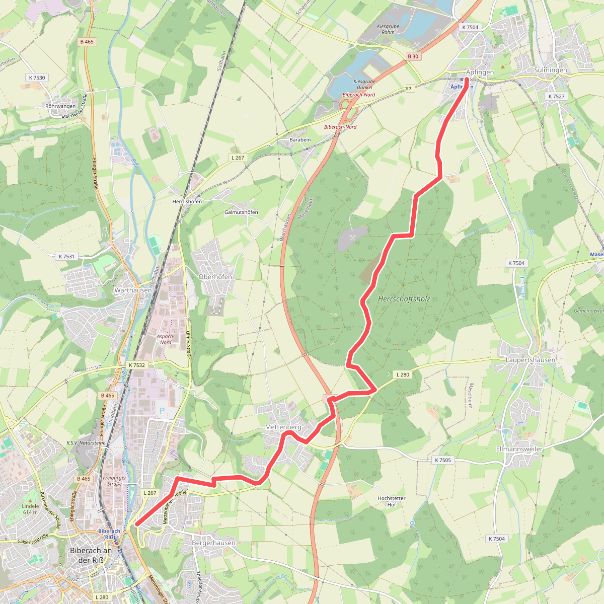 roter Punkt Biberach - Äpfingen