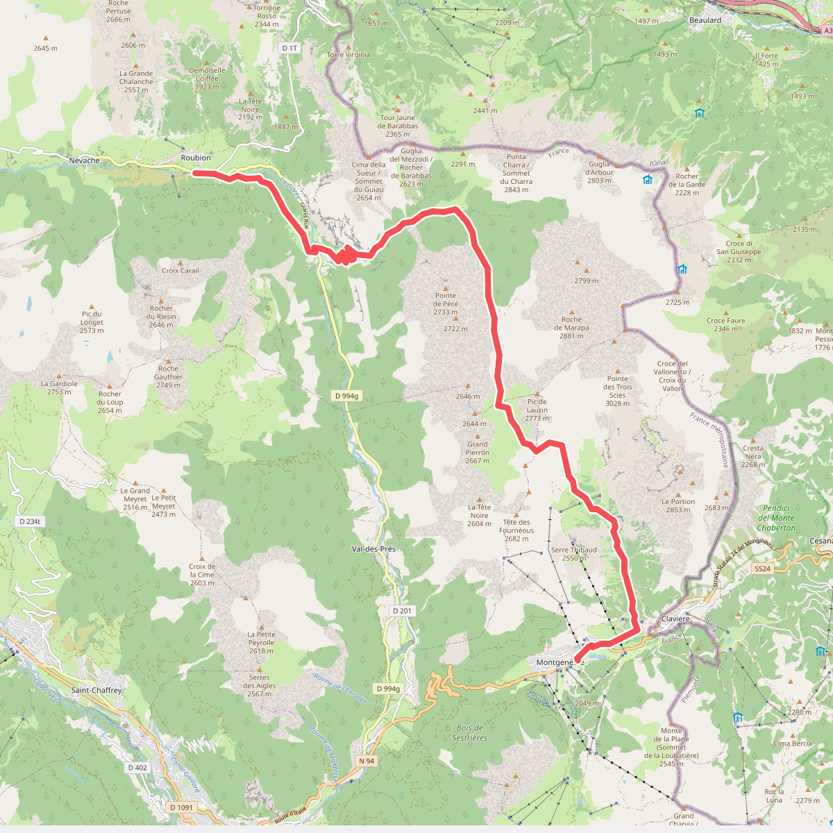 Névache - Montgenèvre · GR5 etappe 92
