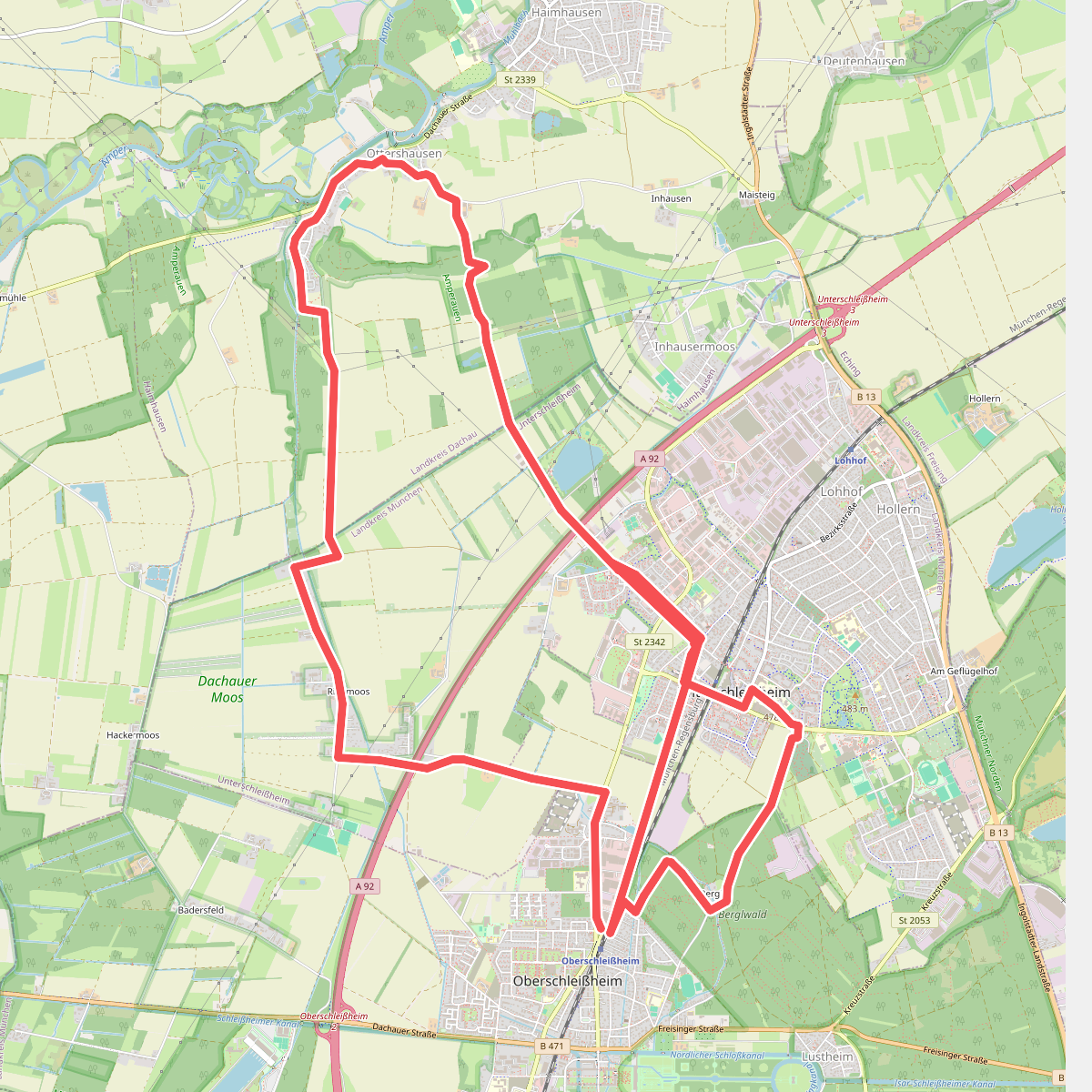 MVV Wanderweg Dreieck Schleißheim