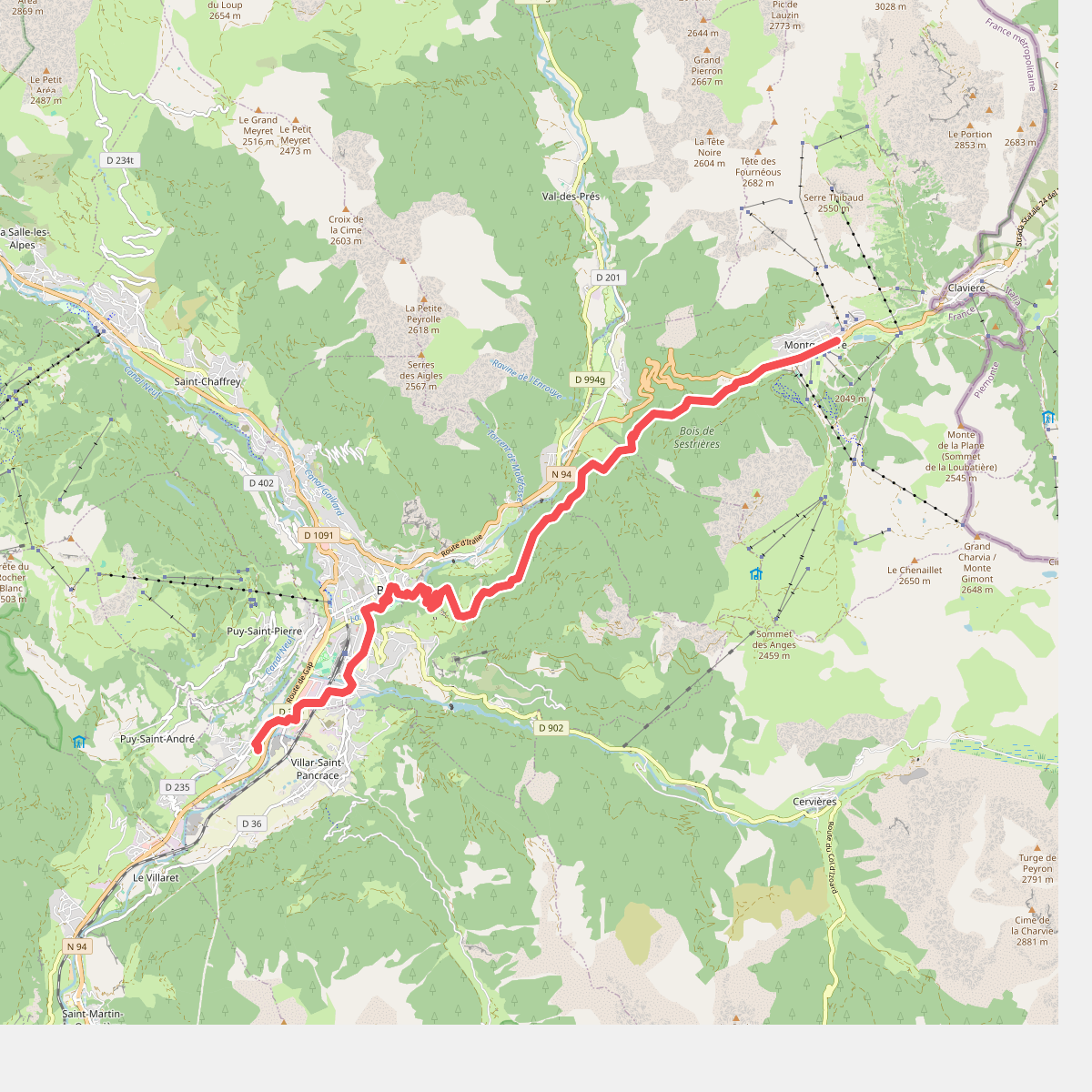 Montgenèvre - Briançon · GR5 etappe 93