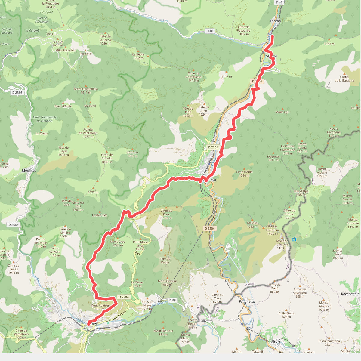 Fontan - Sospel · GR5 etappe 107