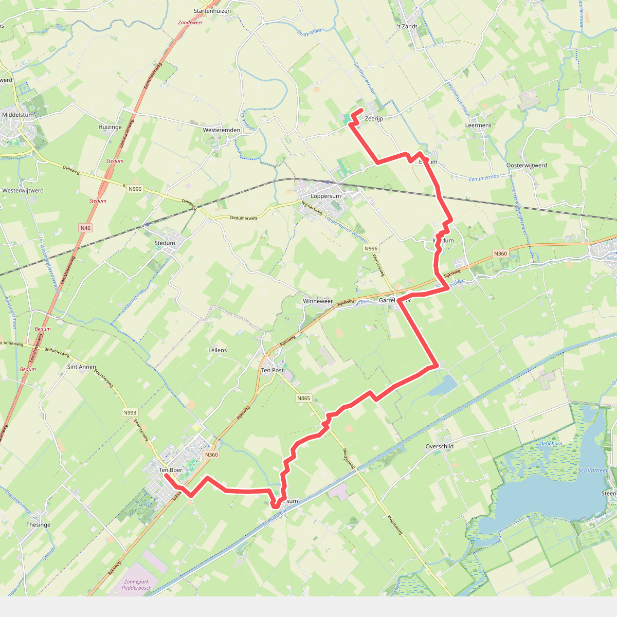 Zeerijp - Ten Boer · Jacobspad Uithuizen - Hasselt etappe 2