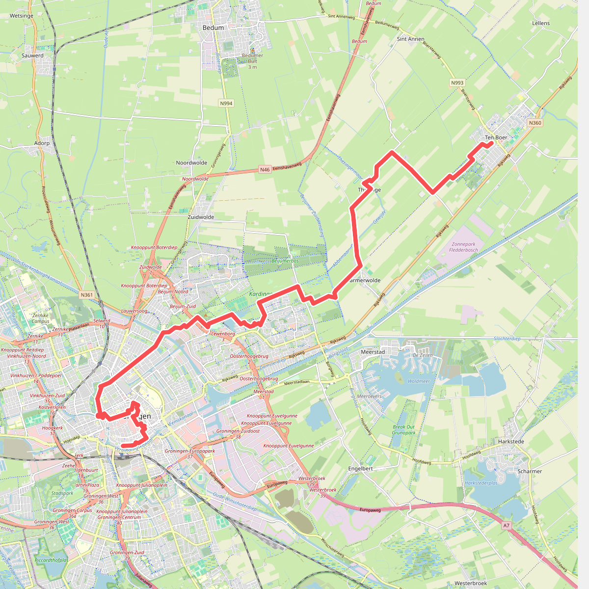 Ten Boer - Groningen · Jacobspad Uithuizen - Hasselt etappe 3