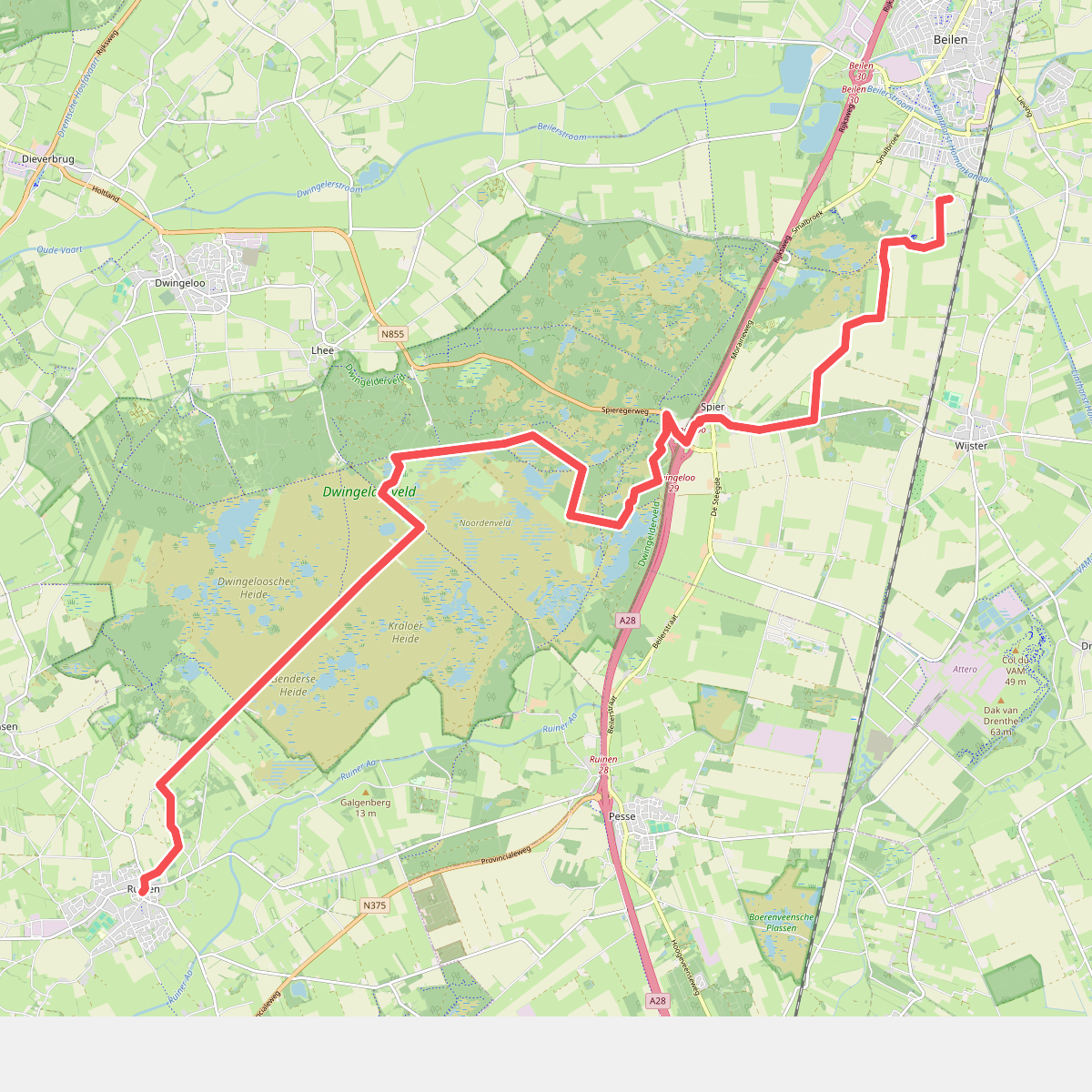 Beilen - Ruinen · Jacobspad Uithuizen - Hasselt etappe 9