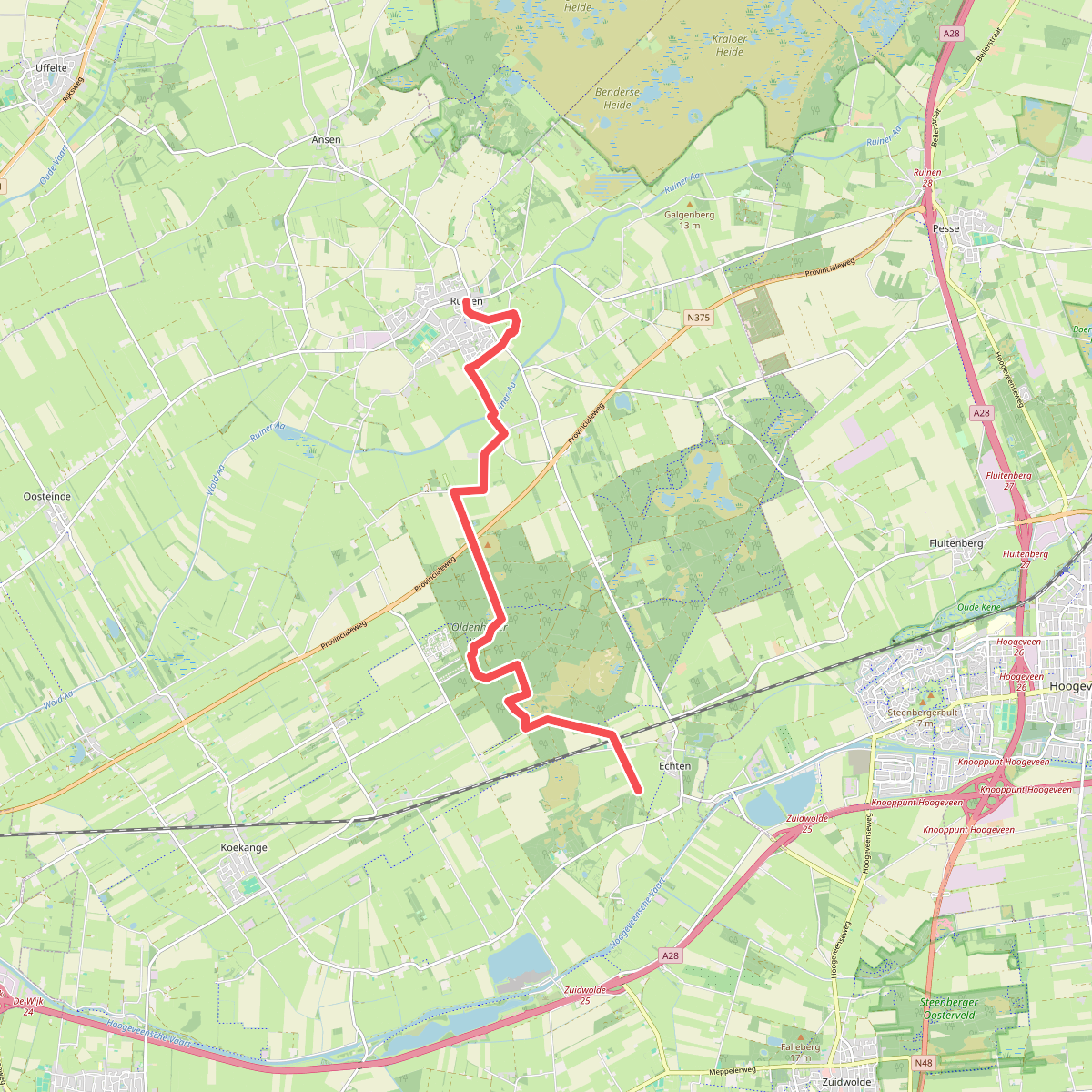 Ruinen - Echten · Jacobspad Uithuizen - Hasselt etappe 10