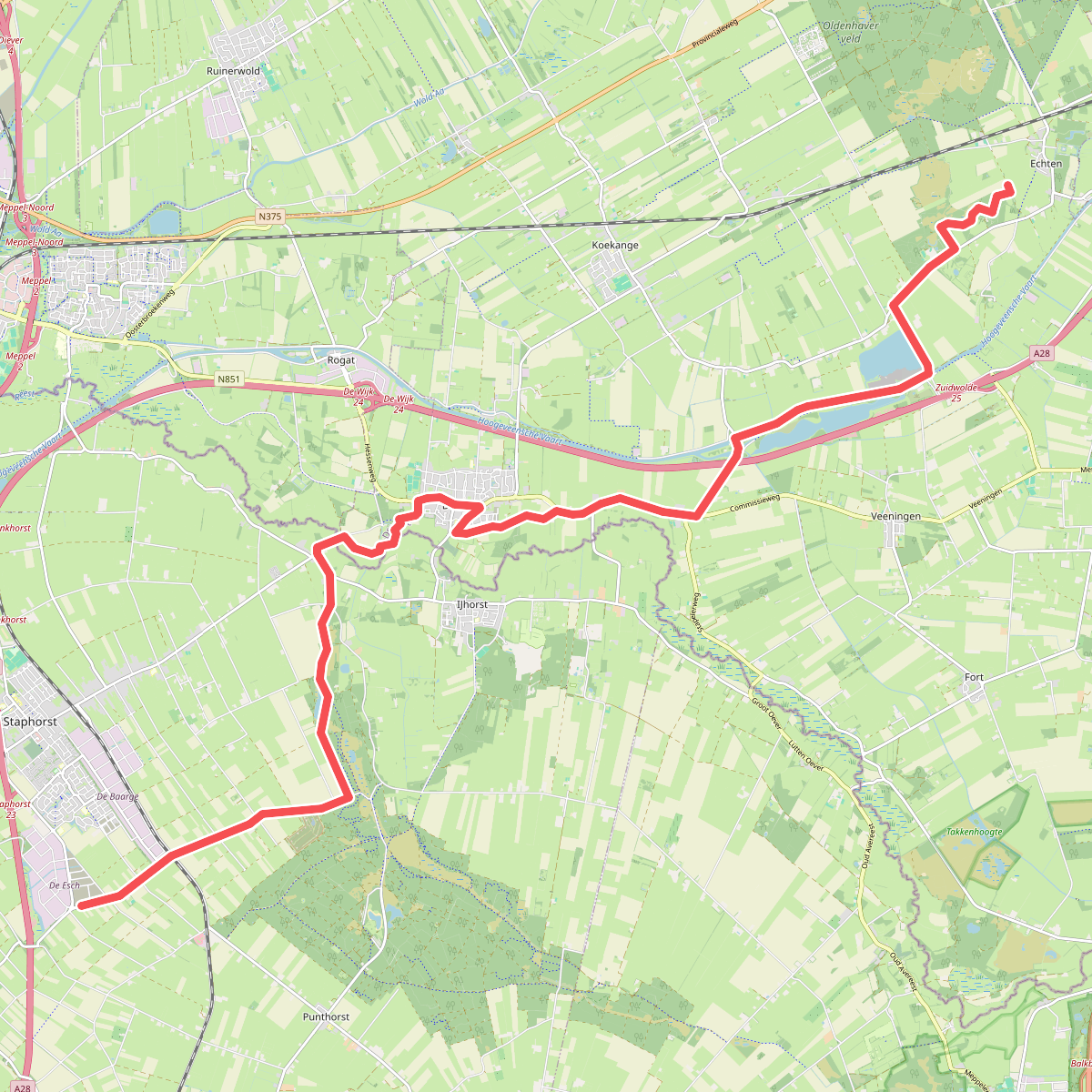 Echten - Staphorst · Jacobspad Uithuizen - Hasselt etappe 11