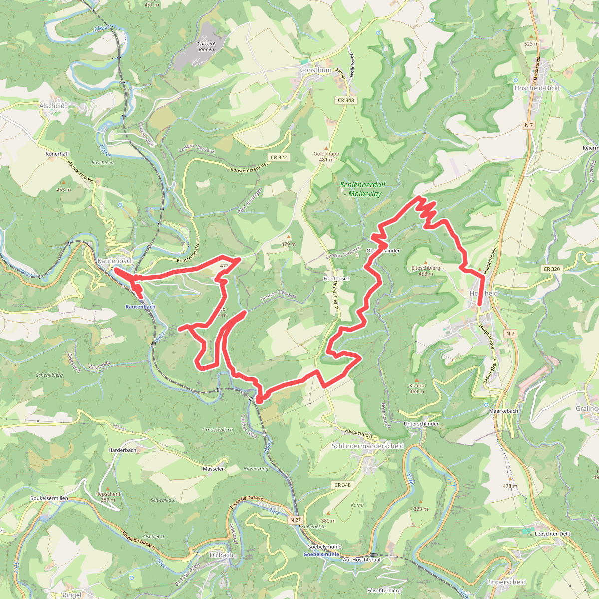 Hoscheid - Kaurenbach · Escapardenne Lee Trail etappe 3