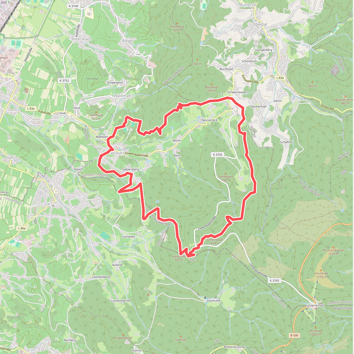 Rundwanderweg 6 Neusatz - Immensteinfels und Hardsteinkreuz