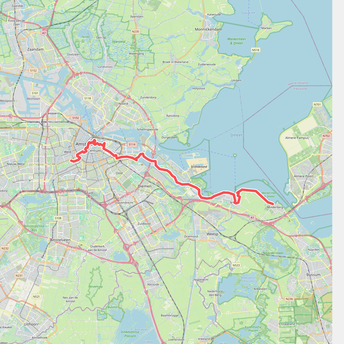 Amsterdam - Muiderberg · Wandelroute van A tot Z etappe 1