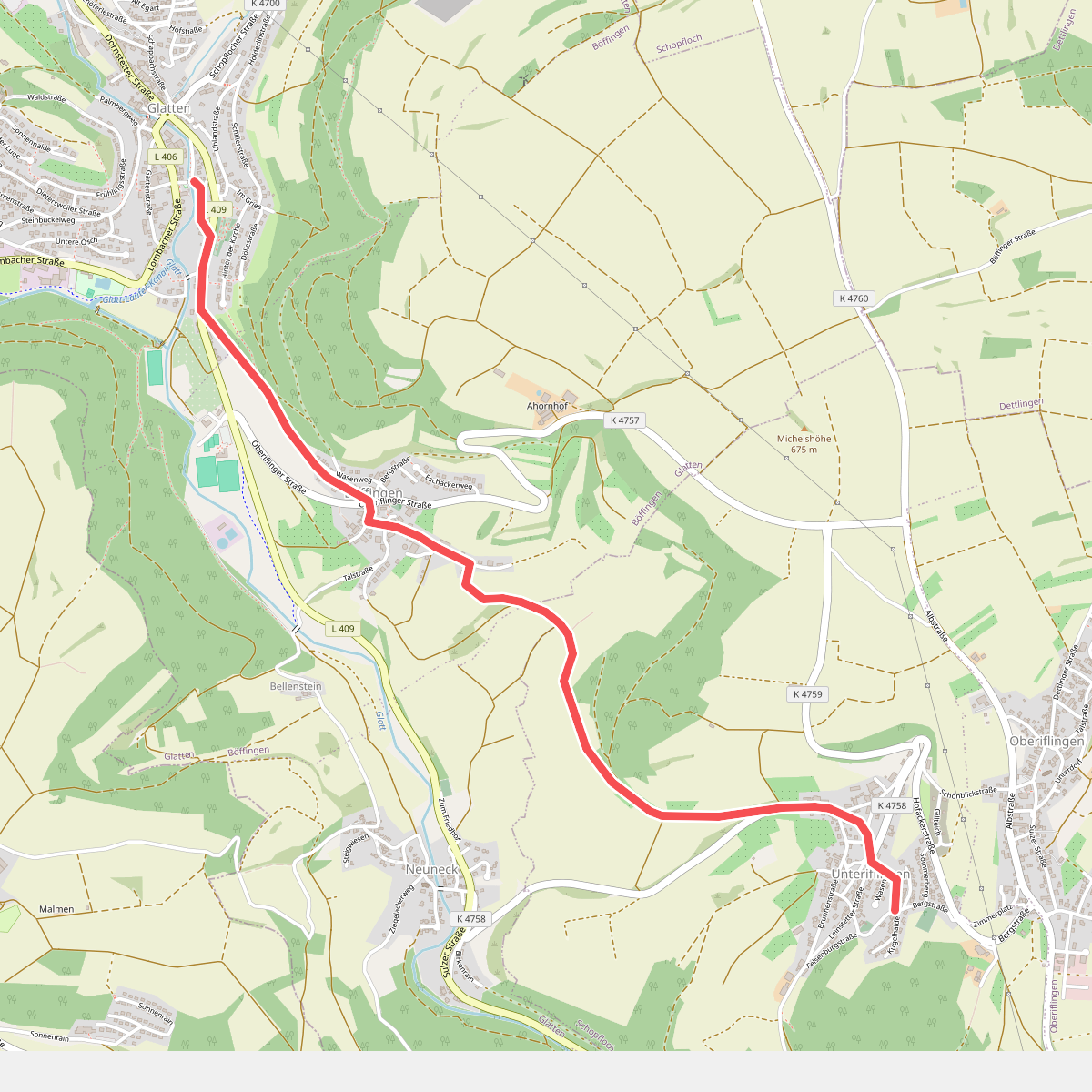 gelbe Raute Glatten - Unteriflingen