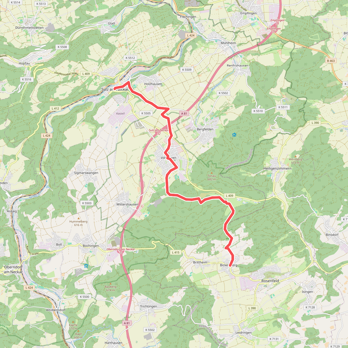 rotes Plus Sulz - Vöhringen - Bickelsberg