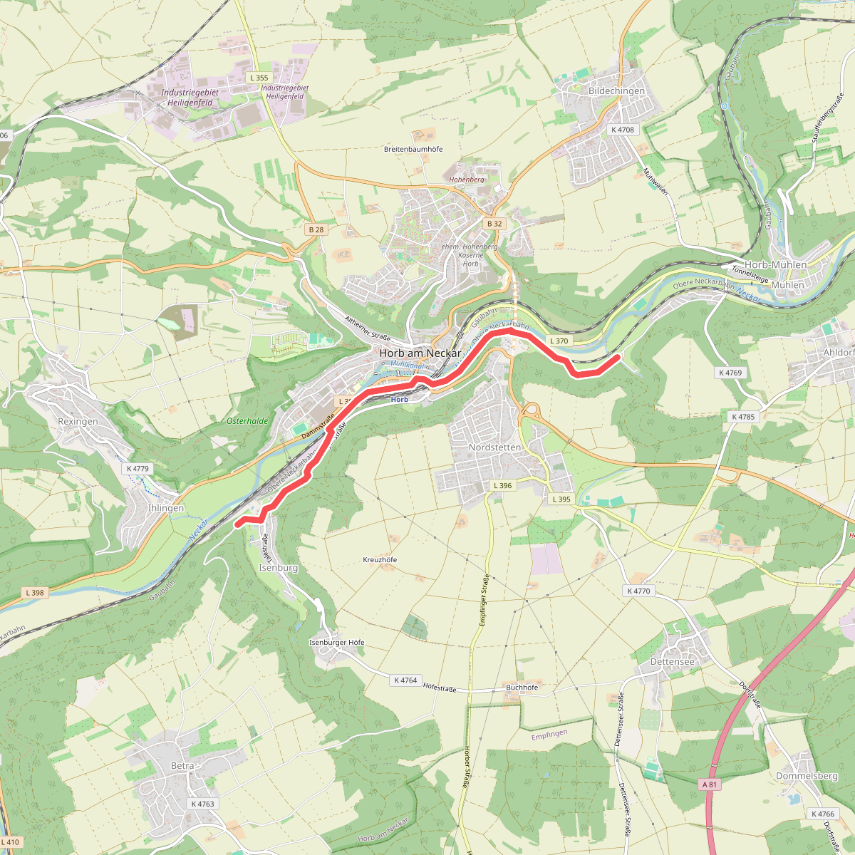 Äußerer Alternativweg - Horb am Neckar - Weg-1 - Isenburg - Horb am Neckar - Mühlen am Neckar (Hofgut Egelstal)