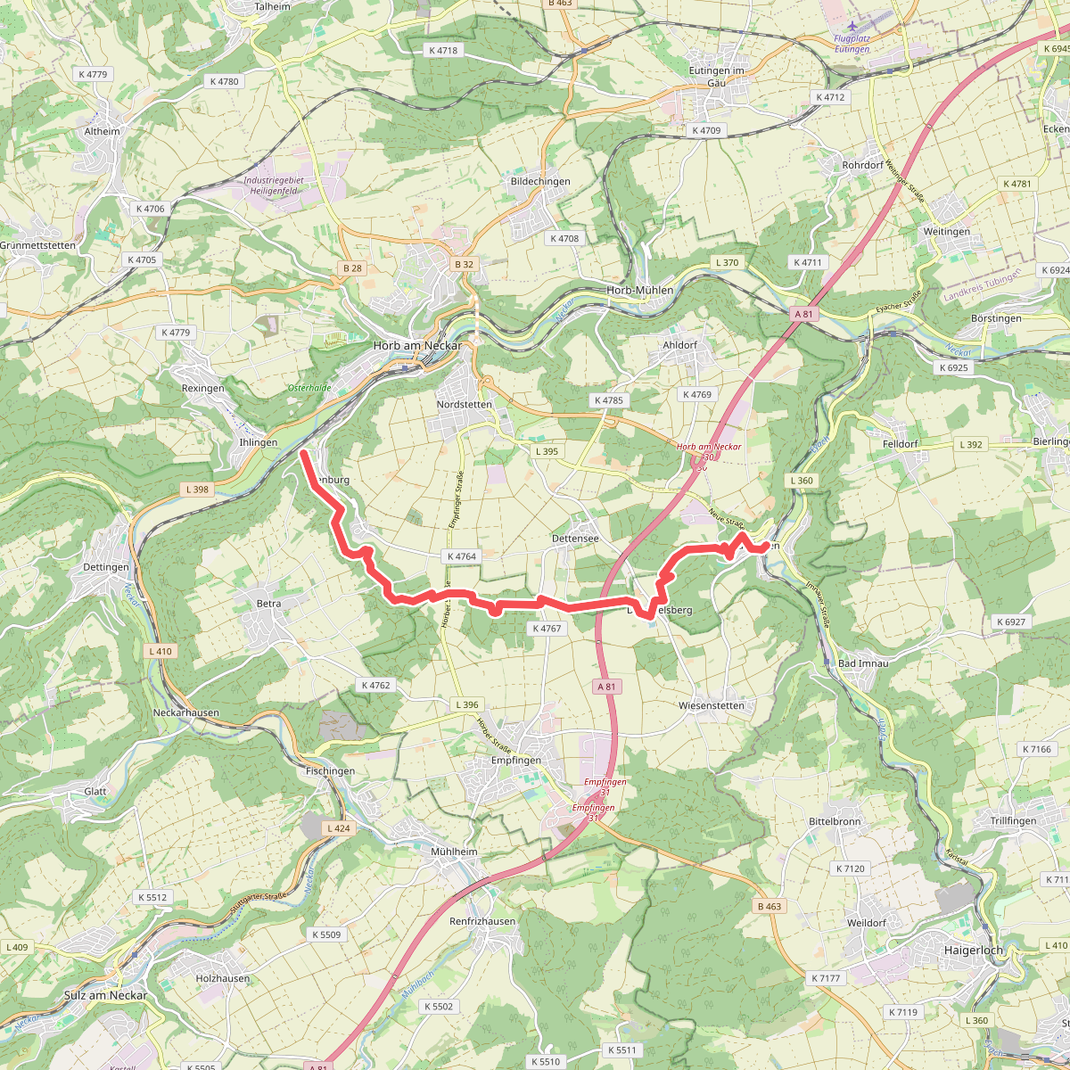 Äußerer Alternativweg - Horb am Neckar - Weg-3 - Mühringen - Isenburg
