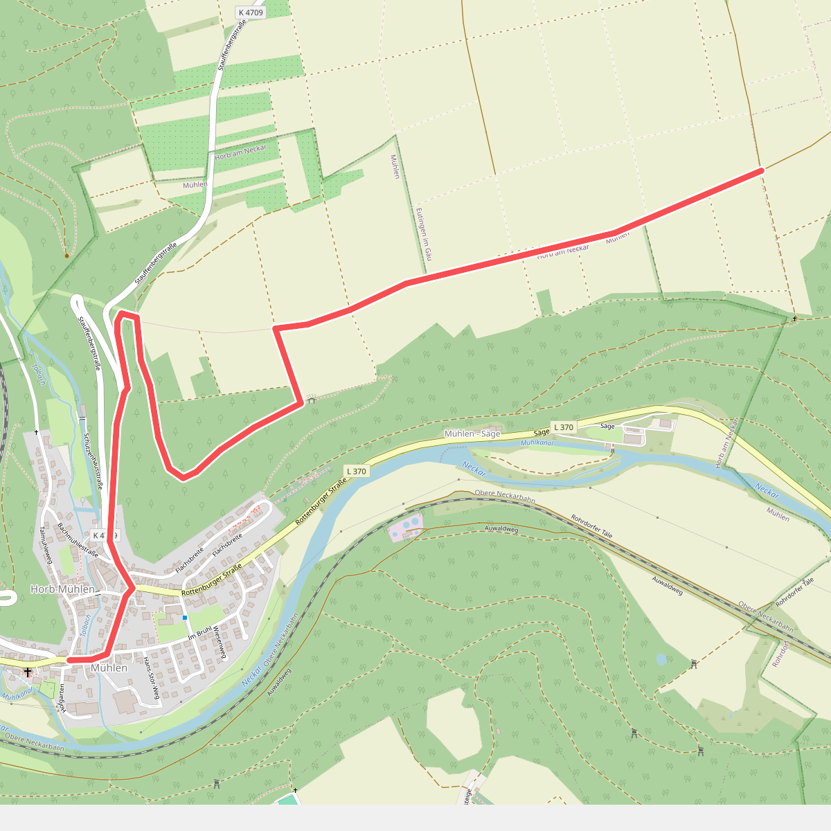 Äußerer Alternativweg - Mühlen am Neckar - Weg-5 - Mühlen am Neckar - Rohrdorf