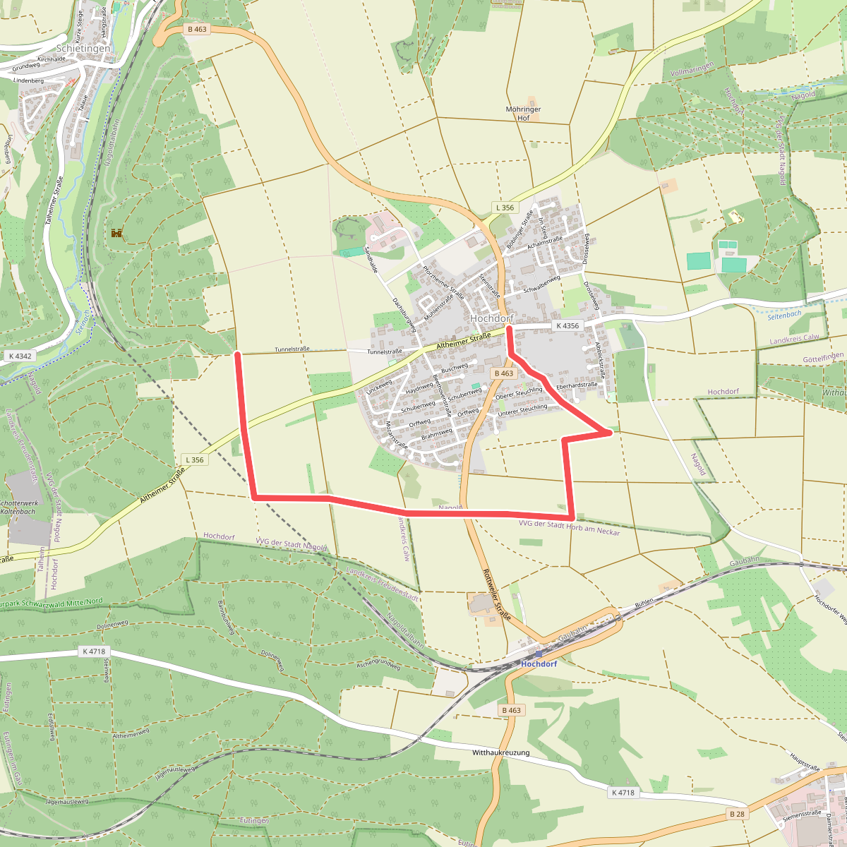 Hochdorf Ortsmitte - Talsteige