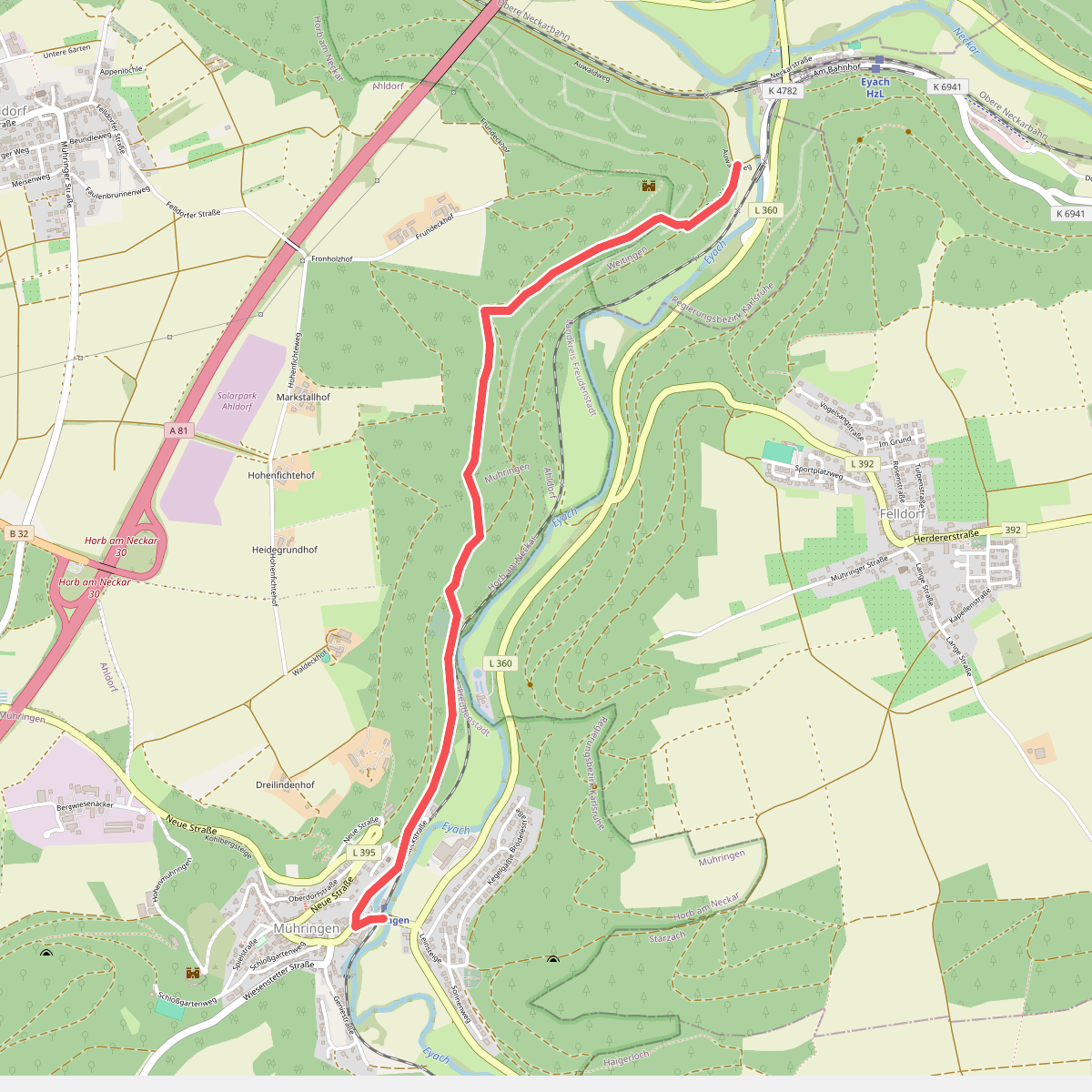 Äußerer Hauptweg - Mühlen am Neckar - Weg-3 - Eyach - Mühringen