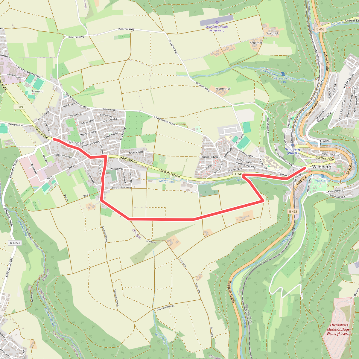 Effringen Hauptstraße - Wildberg Marktstraße