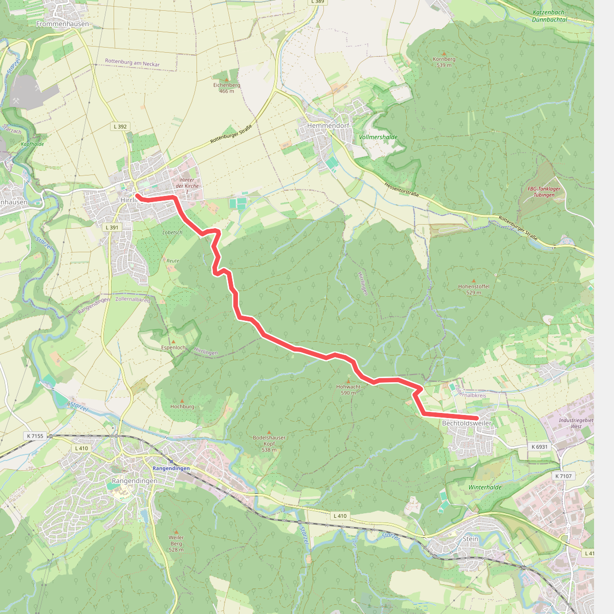 blaues Minus Bechtoldsweiler - Hirrlingen